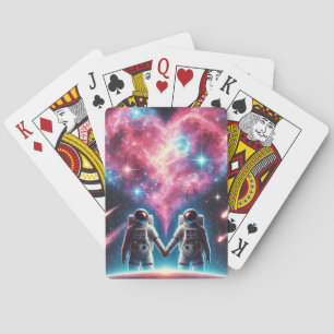 Romantische Astronautenspielkarten Spielkarten
