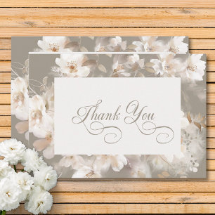 Romantische ätherische neutrale Beige-Blumenhochze Dankeskarte