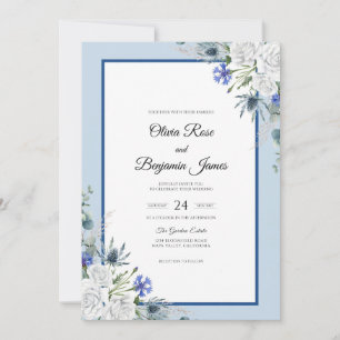 Romantische Azure-Blüten-Hochzeit Einladung
