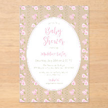 Romantische Baby Shower-Einladung mit rosa Rosen