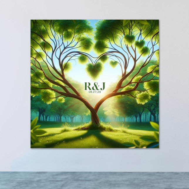 Romantische Baumcoupel Monogram Poster (Romantic Tree Couple Monogram Poster)