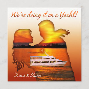 Romantische Beach Coupé Schöne Yacht Hochzeit Einladung