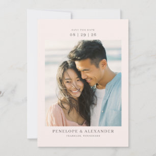 Romantische Beige Minimalistische Foto Save The Date