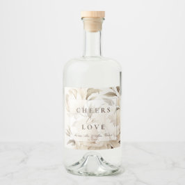 Romantische Beige Peonies Vintage Hochzeit im Herb Alkoholflaschenetikett