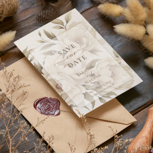 Romantische Beige Pfingstrosen Florale Vintage Her Save The Date