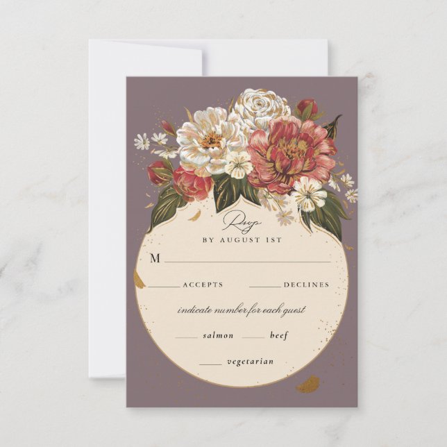 Romantische bemalte blumenreiche Hochzeitsszenarie RSVP Karte (Vorderseite)