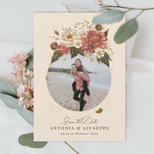 Romantische bemalte blumenreiche Hochzeitsszenarie Save The Date (Von Creator hochgeladen)