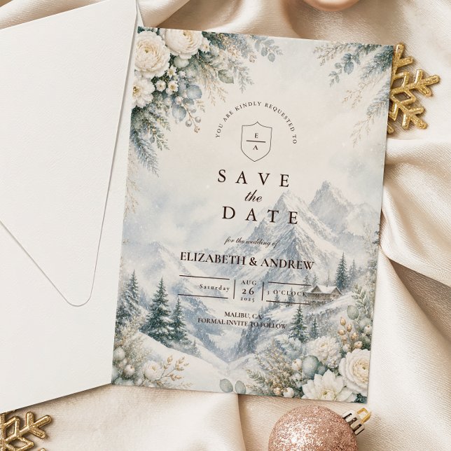 Romantische Bergwinterhochzeit Save The Date (Von Creator hochgeladen)