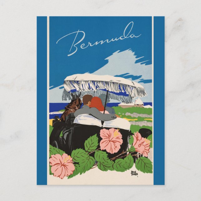 Romantische Bermuda Retro Vintage Reiseanzeige Postkarte (Vorderseite)
