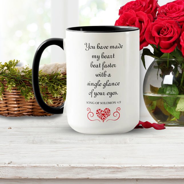 Romantische 💌 Bibelverse Lied des Salomon Zitats Tasse (Heart Beat Faster | Romantic Bible Verse Quote Mug)