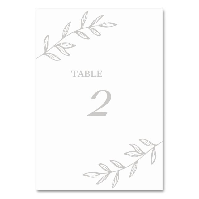 Romantische Blätter Hochzeit Tischnummer (Vorderseite)