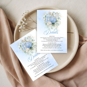 Romantische blaue Blumen Goldene Hochzeits-Detailk RSVP Karte