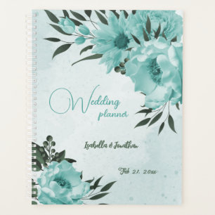 romantische blaue Blumen & grüne Blätter Hochzeit Planer