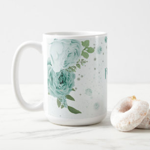 romantische blaue Blumen grüne Tasse