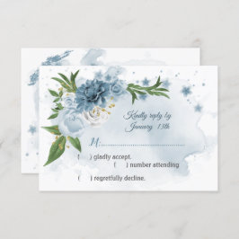 romantische blaue Blumen Grünpflanzen botanisch RSVP Karte
