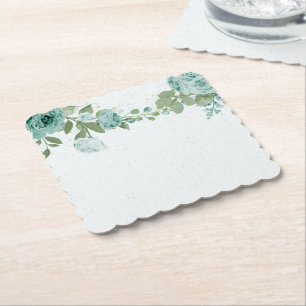 romantische blaue Blumen Grünpflanzen Papier Unter Untersetzer