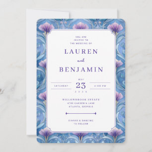 Romantische blaue Blumen-Hochzeitseinladung Einladung
