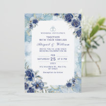 Romantische blaue Blumen Hochzeitseinladung