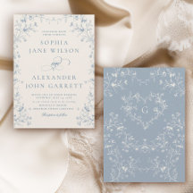 Romantische blaue Blumen-Monogramm-Hochzeit