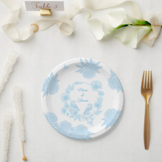 Romantische blaue Blumenhochzeit Pappteller