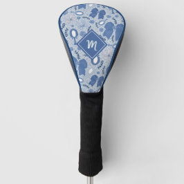 Romantische blaue Bögen und Rose Golf Headcover