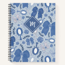 Romantische blaue Bögen und Rose Notizbuch