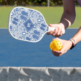 Romantische blaue Bögen und Rose Pickleball Schläger
