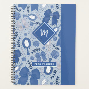 Romantische blaue Bögen und Rose Planer