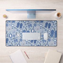 Romantische blaue Bögen und Rose Schreibtischunterlage