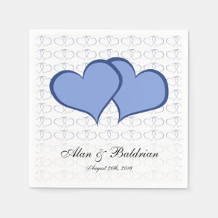 Romantische blaue Herzen Grafischer Er Custom Text Serviette