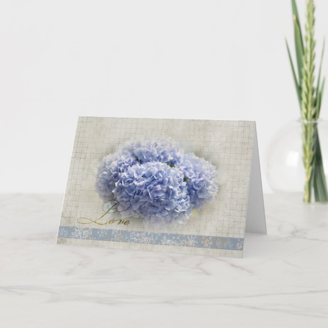 Romantische Blaue Hydrangeas Karte (Vorderseite)