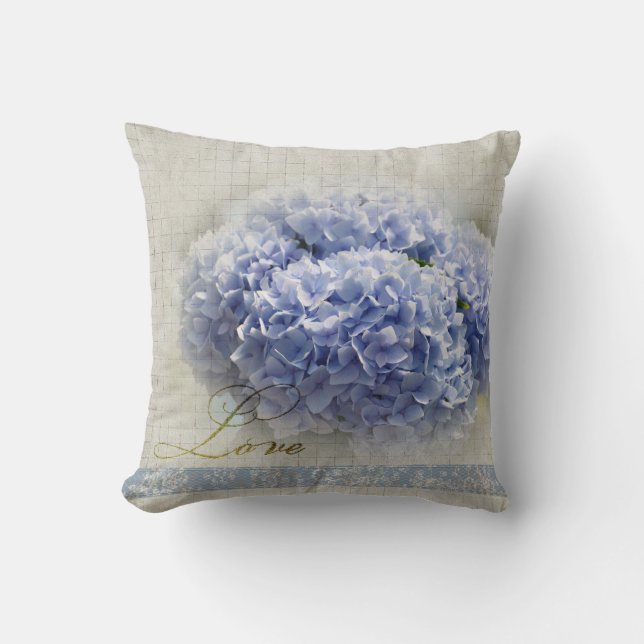 Romantische blaue Hydrangeas Kissen (Vorderseite)
