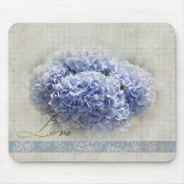 Romantische blaue Hydrangeas Mousepad (Vorne)