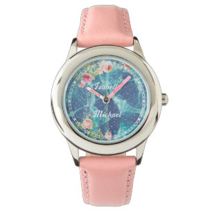 Romantische blaue, kundenspezifische Namen Armbanduhr
