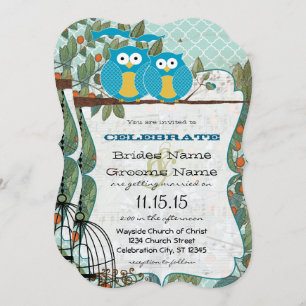 Romantische blaue Owls heiraten meine beste Hochze Einladung