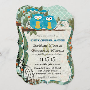 Romantische blaue Owls heiraten meine beste Hochze Einladung