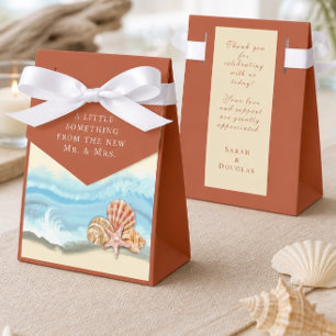 Romantische blaue Ozeanwelle & Muscheln Hochzeit Geschenkschachtel