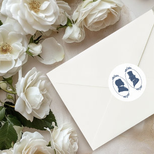 Romantische blaue Regency-Schwule-Botanicals-Luftb Runder Aufkleber