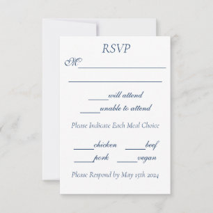 Romantische blaue Regency-Schwule Botanische Silho RSVP Karte