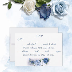 Romantische blaue Regency-Schwule-Botanische Silho RSVP Karte