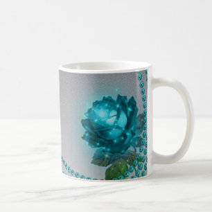 Romantische Blaue Rose Perlen personalisieren Kaffeetasse