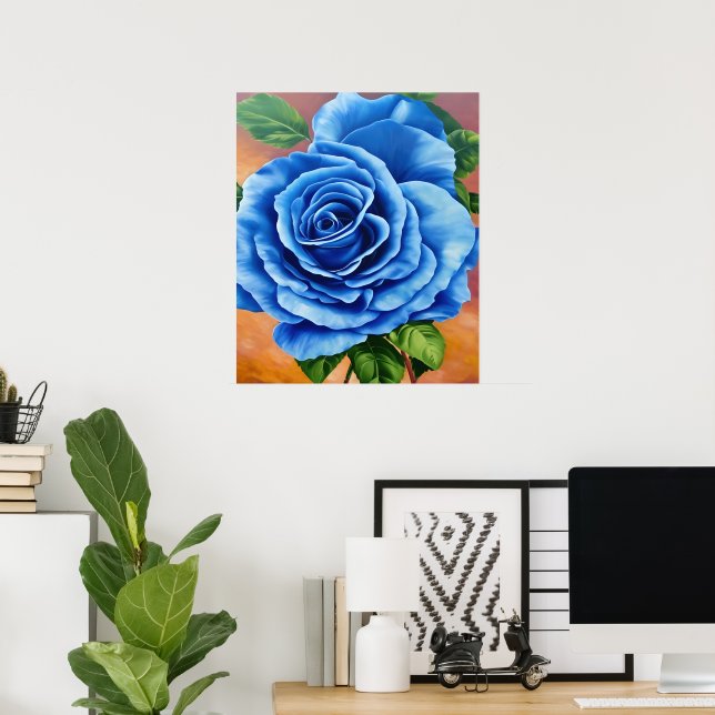 Romantische blaue Rose Poster (Heimbüro)