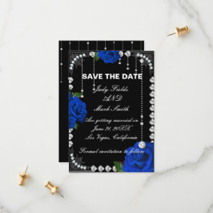 Romantische blaue Rose und Diamanten Save the Date