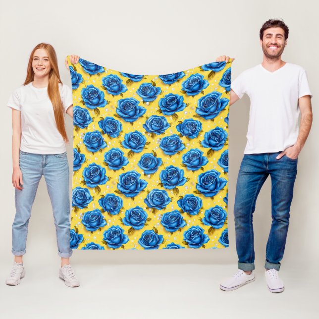 Romantische Blaue Rosen Moderne Blume Fleecedecke (Beispiel)