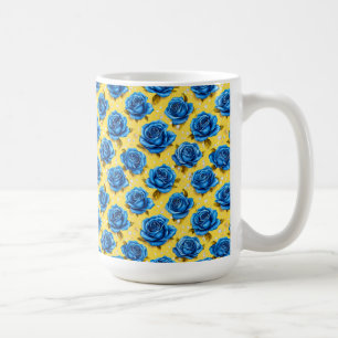 Romantische Blaue Rosen Moderne Blume Kaffeetasse