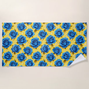 Romantische Blaue Rosen Moderne Blume Strandtuch