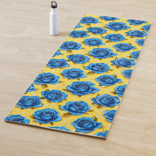 Romantische Blaue Rosen Moderne Blume Yogamatte