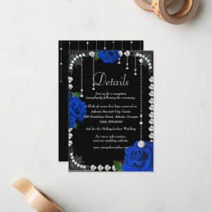 Romantische blaue Rosen und Diamant-Hochzeitsdetai Mitteilungskarte