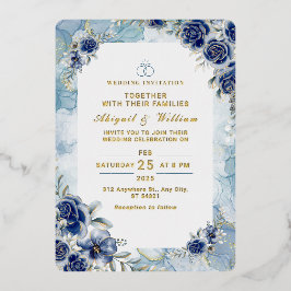 Romantische Blauer Blume Einladung zur Hochzeitsfe