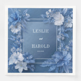 Romantische blauer Garten Blüten Hochzeiten Napkin Serviette
